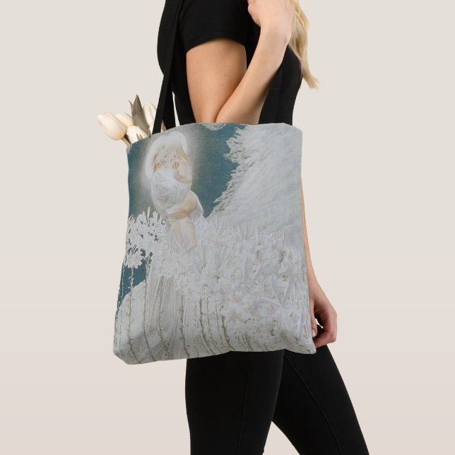 Virgin of the Lilies Tote Bag (Close Up)