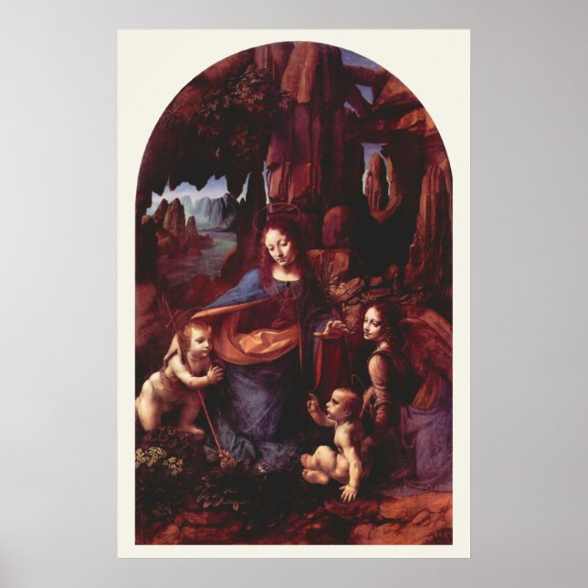 Virgin of the Rocks by Leonardo da Vinci Poster (Front)