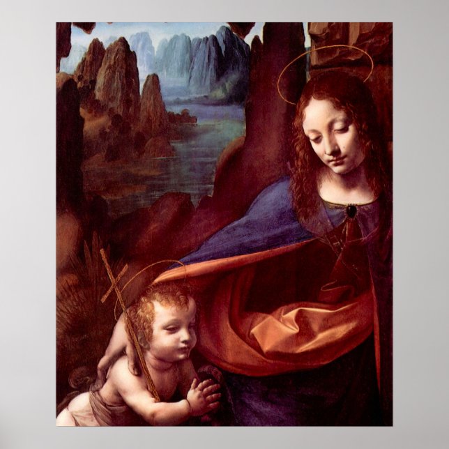 Virgin of the Rocks by Leonardo da Vinci Poster (Front)