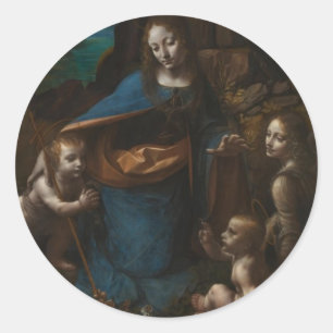 virgin of the rocks classic round sticker