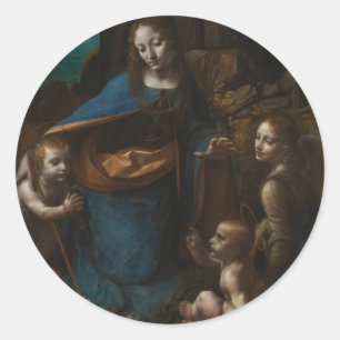 virgin of the rocks classic round sticker