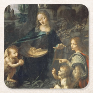 Virgin of the Rocks, Leonardo da Vinci Square Paper Coaster