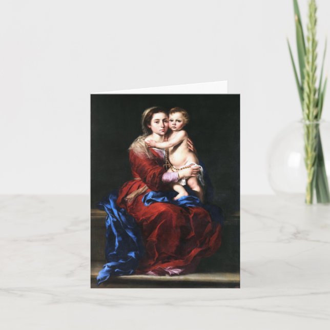 Virgin of the Rosary - Bartolome Esteban Murillo Holiday Card (Front)