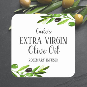 Virgin Olive Oil Bottle Modern Rustic Product Square Sticker