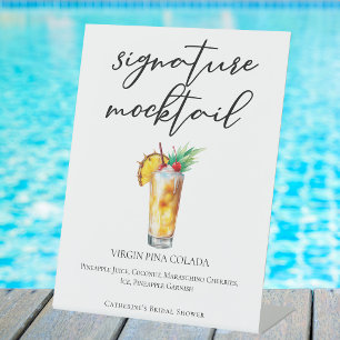 Virgin Piña Colada Pool Signature Mocktail Pedestal Sign