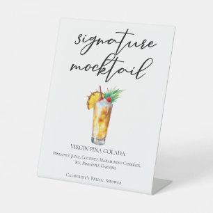 Virgin Piña Colada Pool Signature Mocktail Pedestal Sign
