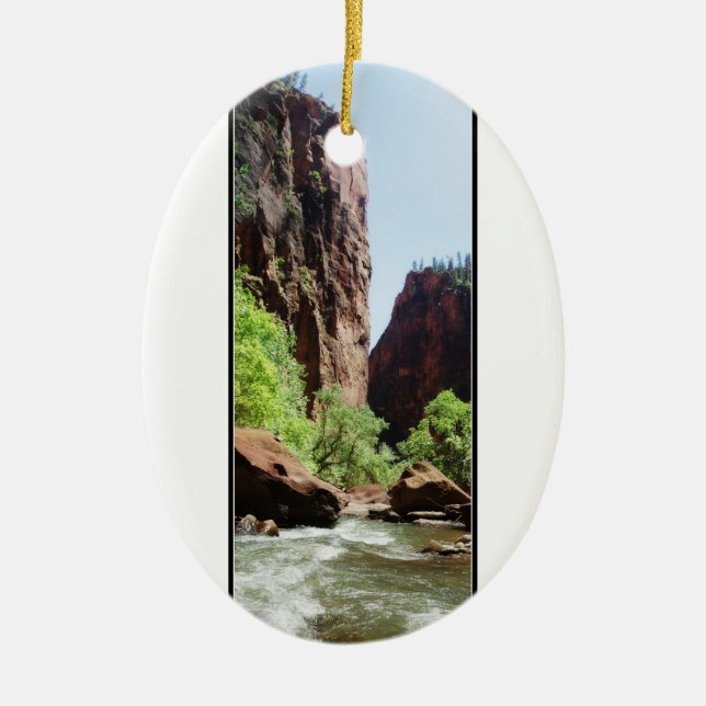 Virgin River At Zion Nat'l Park Ceramic Tree Decoration (Front)