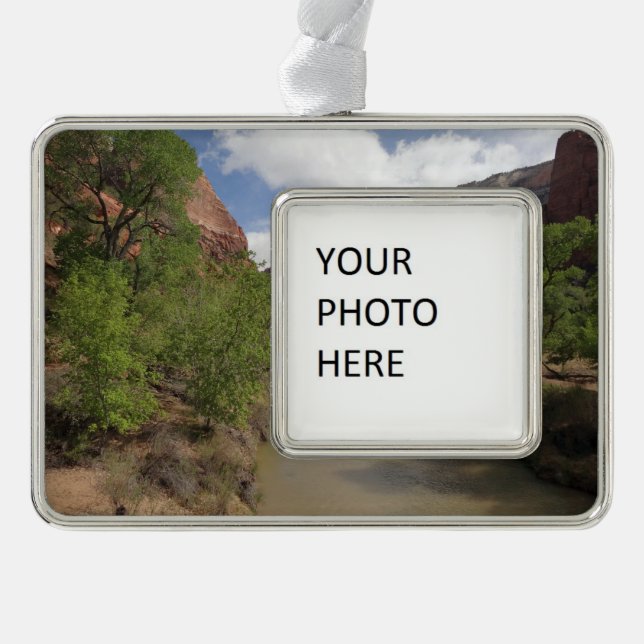 Virgin River in Spring at Zion National Park Silver Plated Framed Ornament (Front)