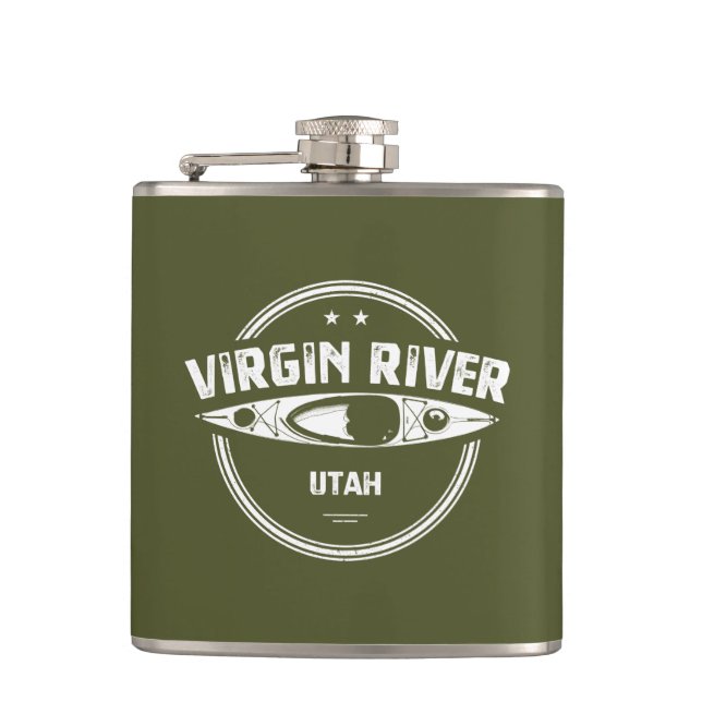 Virgin River Utah Kayaking Hip Flask (Front)