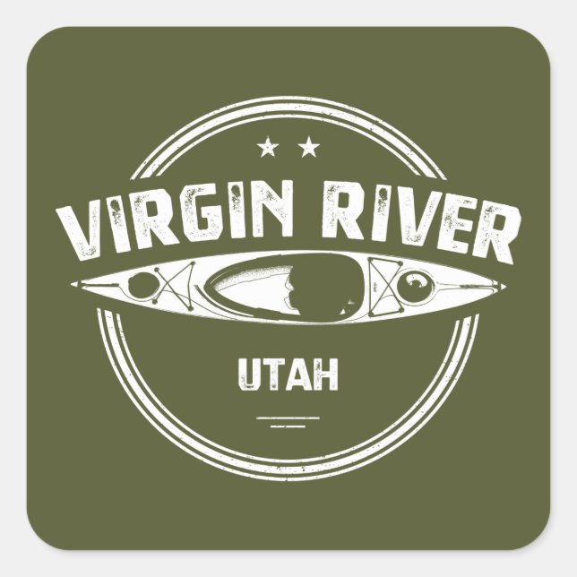 Virgin River Utah Kayaking Square Sticker (Front)