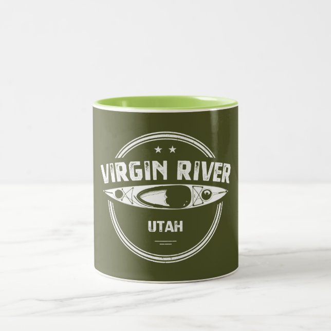 Virgin River Utah Kayaking Two-Tone Coffee Mug (Center)