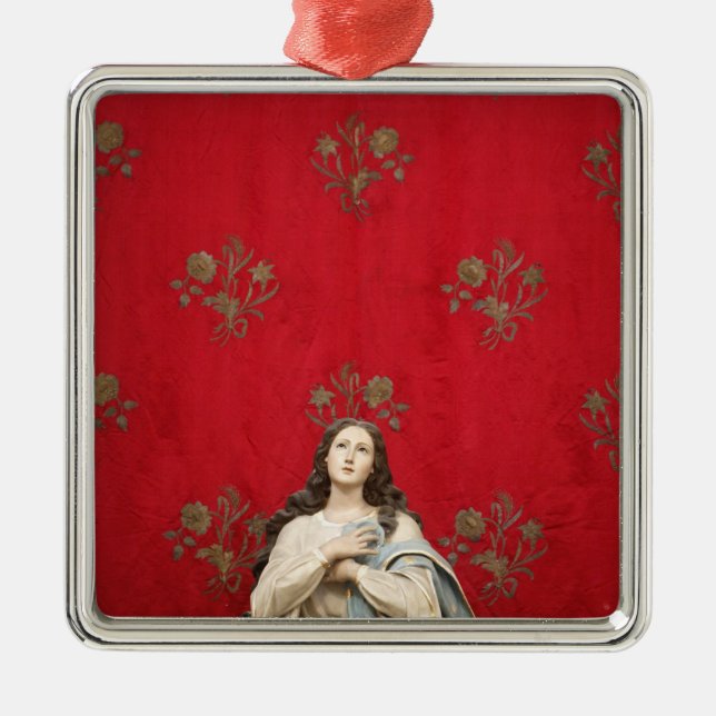 Virgin statue in a Spaccanapoli church, Naples Metal Tree Decoration (Front)