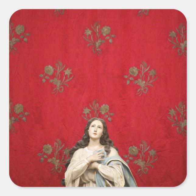 Virgin statue in a Spaccanapoli church, Naples Square Sticker (Front)
