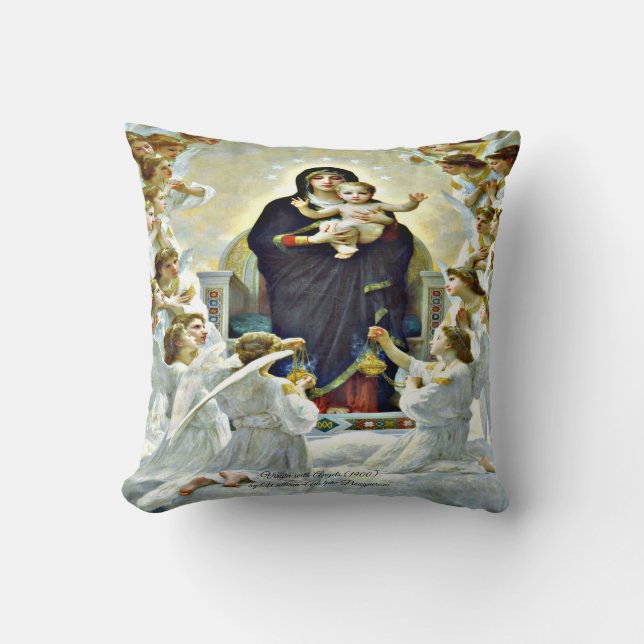 Virgin with Angels Bouguereau  Cushion (Front)