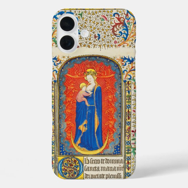 VIRGIN WITH CHILD AND ANGELS Antique Floral Swirls Case-Mate iPhone Case (Back)
