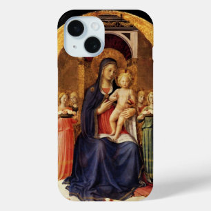 VIRGIN WITH CHILD AND ANGELS ,blue black  iPhone 15 Case