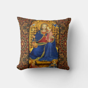 VIRGIN WITH CHILD AND ANGELS by Fra Angelico Cushion
