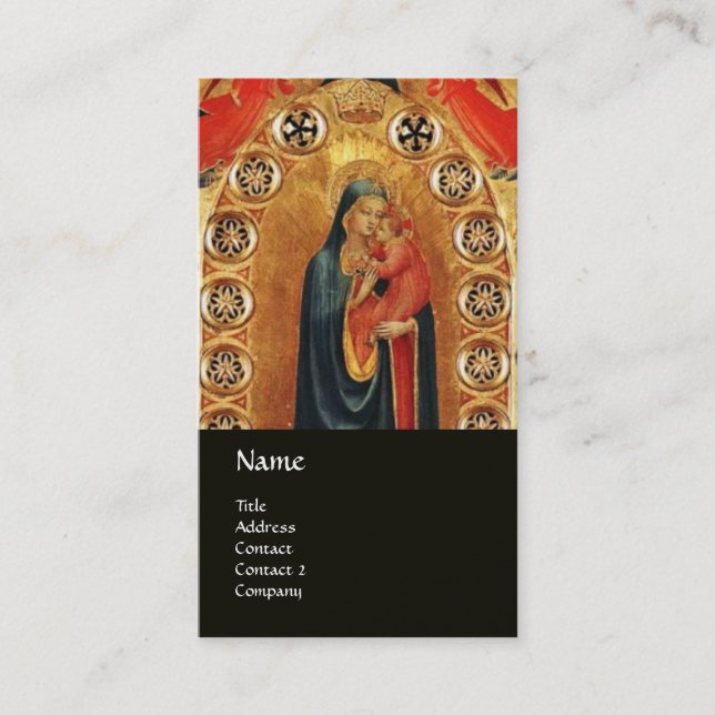 VIRGIN WITH CHILD AND ANGELS GOLD SACRED ART ICON BUSINESS CARD (Front)