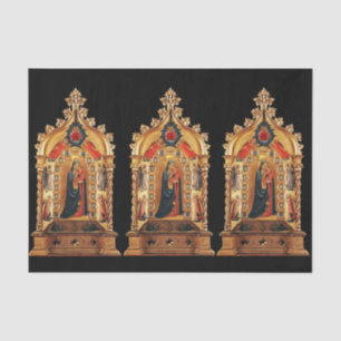 VIRGIN WITH CHILD AND ANGELS GOLD SACRED ART ICON TISSUE PAPER