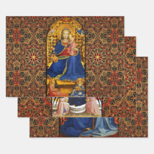 VIRGIN WITH CHILD AND ANGELS ,SAINTS Fra Angelico Wrapping Paper Sheet