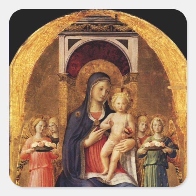 VIRGIN WITH CHILD AND ANGELS SQUARE STICKER (Front)