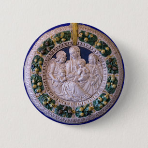 VIRGIN WITH CHILD AND SAINTS 6 CM ROUND BADGE