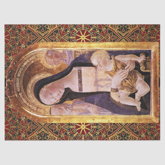 VIRGIN WITH CHILD AND SAINTS by Neroccio,Christmas Tissue Paper (Front)