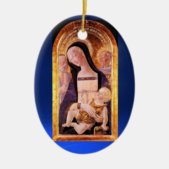 VIRGIN WITH CHILD AND SAINTS CERAMIC TREE DECORATION (Front)