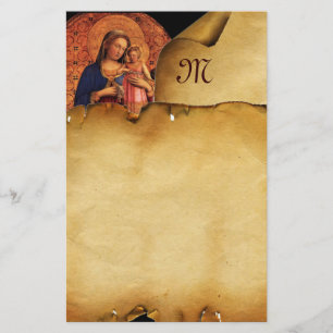 VIRGIN WITH CHILD AND SAINTS , Parchment Monogram Stationery