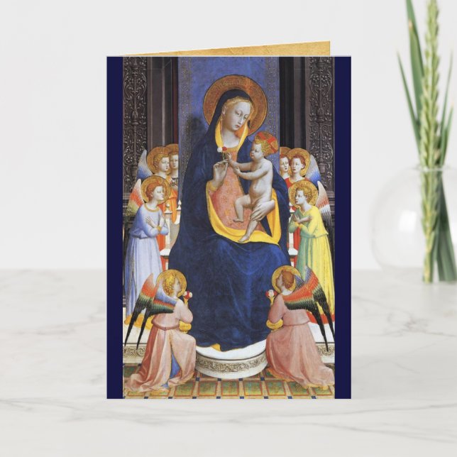 VIRGIN WITH CHILD ANGELS AND SAINTS ,Blue Sapphire Card (Front)