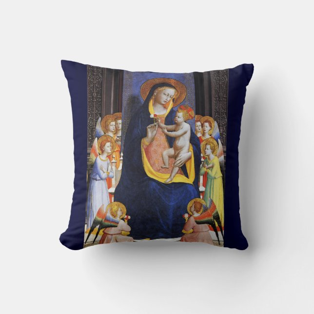 VIRGIN WITH CHILD ANGELS AND SAINTS Christmas Cushion (Front)