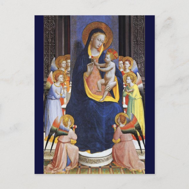 VIRGIN WITH CHILD,ANGELS AND SAINTS POSTCARD (Front)