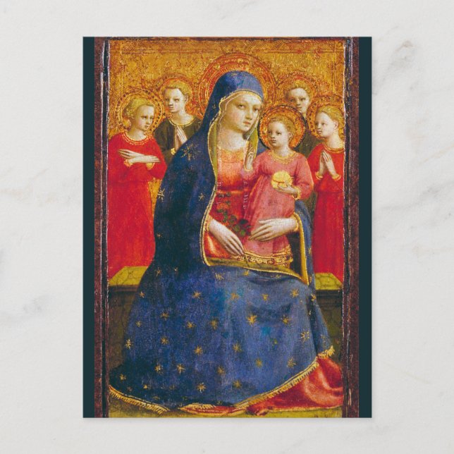 VIRGIN WITH CHILD ,ANGELS Fra Angelico Christmas  Postcard (Front)