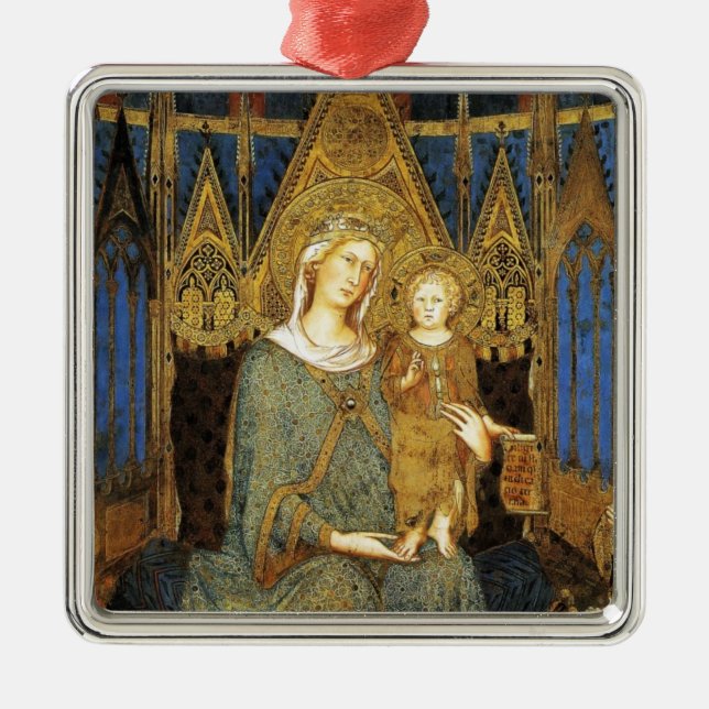 VIRGIN WITH CHILD  ,Blue Sapphire Metal Tree Decoration (Front)