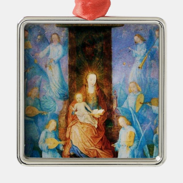VIRGIN WITH CHILD -CONCERT OF ANGELS,Blue Sapphire Metal Tree Decoration (Front)