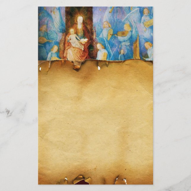VIRGIN WITH CHILD -CONCERT OF ANGELS  ,Parchment Stationery (Front)