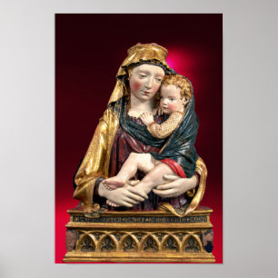 VIRGIN WITH CHILD ,Red Ruby Christmas Poster