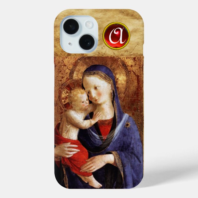 VIRGIN WITH CHILD  Red Ruby Monogram Case-Mate iPhone Case (Back)