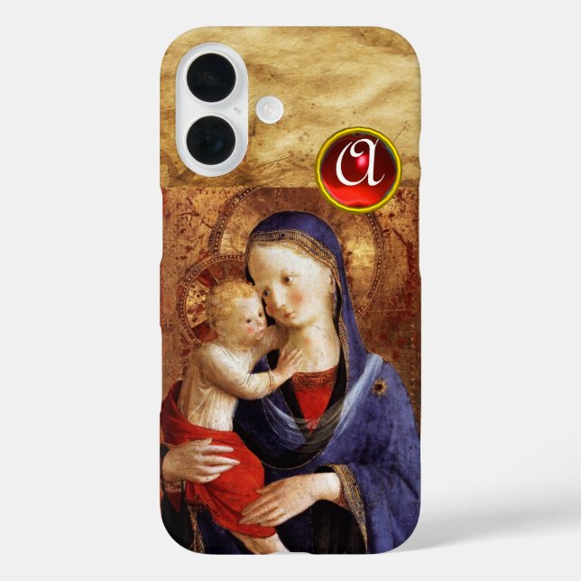 VIRGIN WITH CHILD  Red Ruby Monogram Case-Mate iPhone Case (Back)