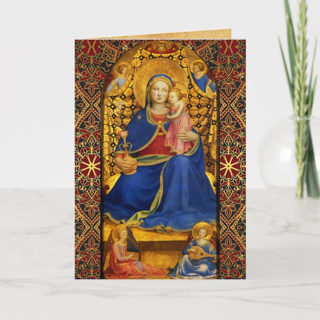 VIRGIN WITH CHILD ,SAINTS Fra Angelico,Christmas Holiday Card (Front)