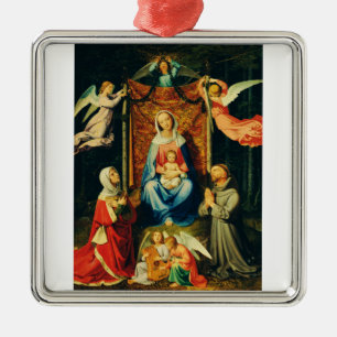 Virgin with Child, St. Adelheid and St. Francis Metal Tree Decoration