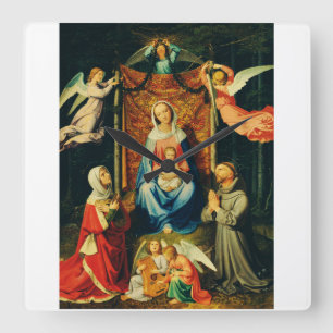 Virgin with Child, St. Adelheid and St. Francis Square Wall Clock