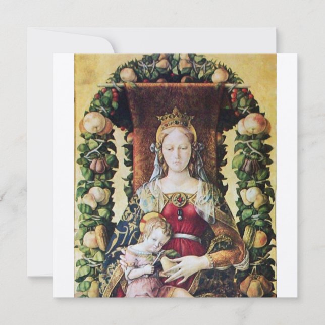 VIRGIN WITH CHILD White Champagne metallic paper Invitation (Front)