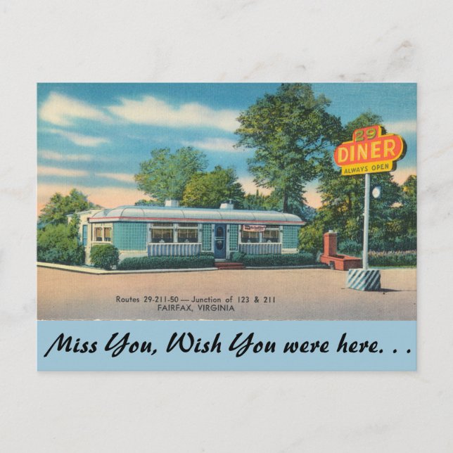 Virginia, 29 Diner, Fairfax Postcard (Front)