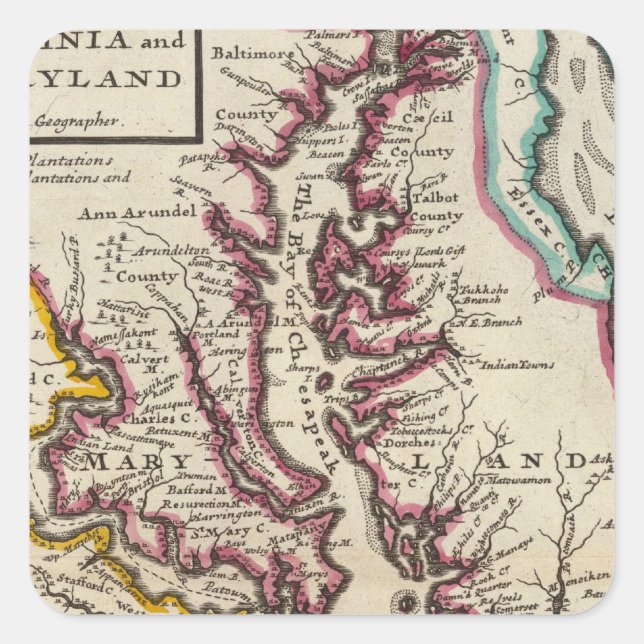 Virginia and Maryland Square Sticker (Front)
