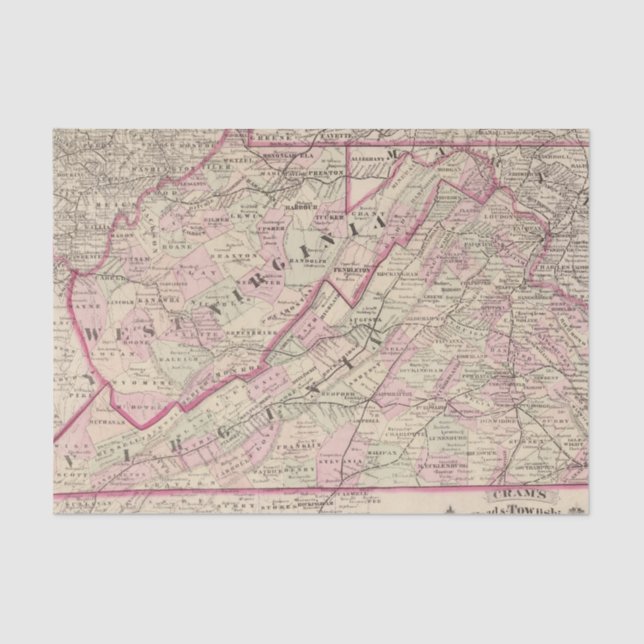 Virginia and West Virginia Tissue Paper (Front)