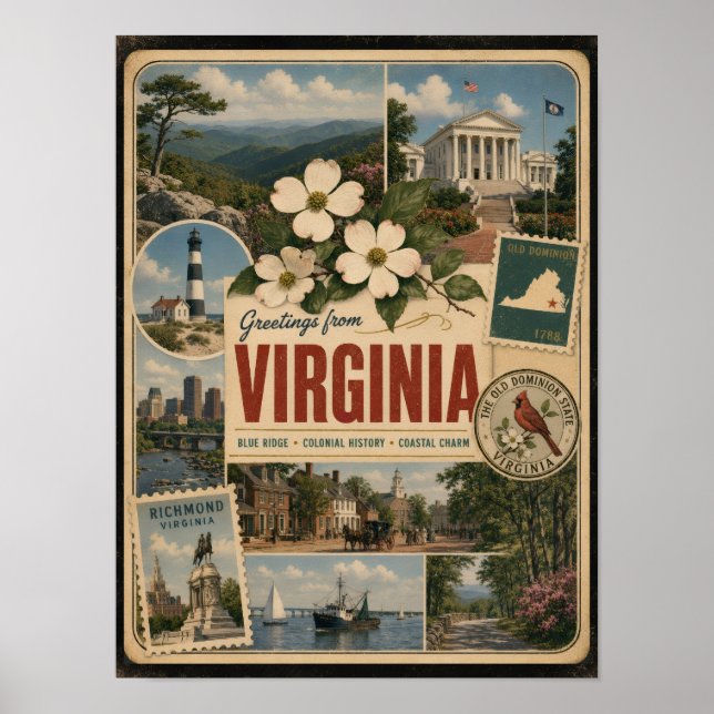 Virginia Authentic Vintage Style Poster (Front)