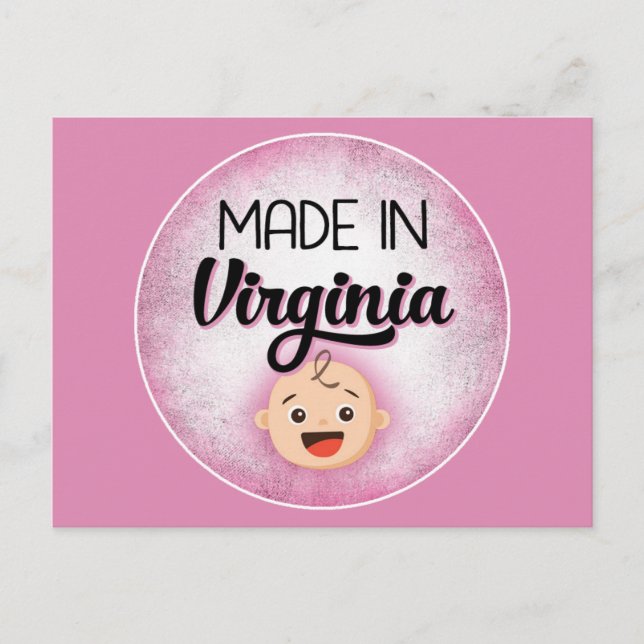 Virginia Baby Funny Pink New Girl Postcard (Front)