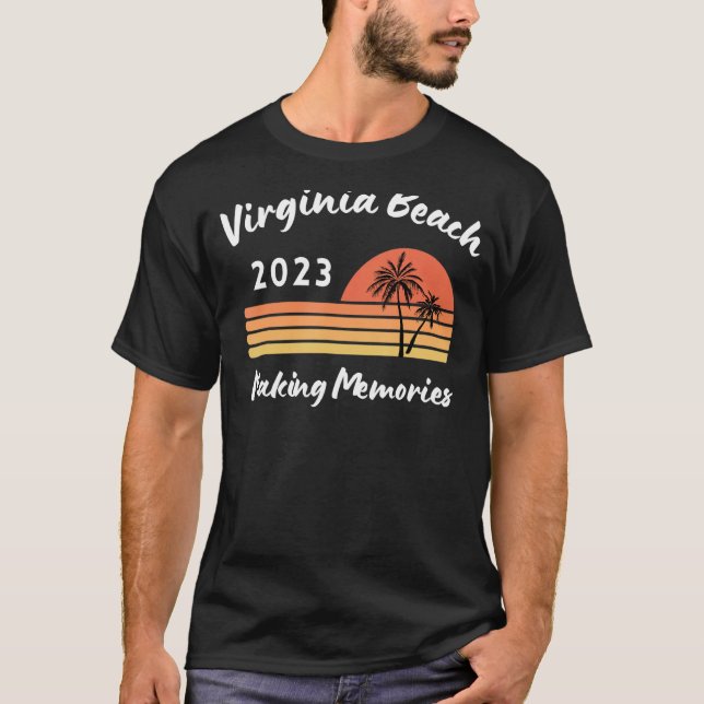 Virginia Beach 2023 Trip Making Memories Retro Sun T-Shirt (Front)