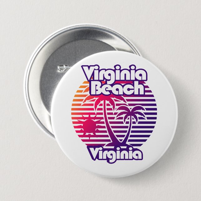 Virginia Beach 7.5 Cm Round Badge (Front & Back)